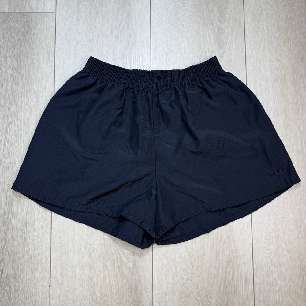 VTG Reebok Athletic Shorts Mens M Black Nylon USA Made Running Gym Retro Rare